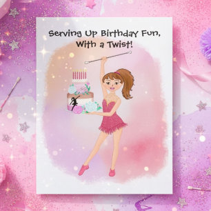 Tanzstab-Drehende-Birthday-Girl-Torte-Feier Karte