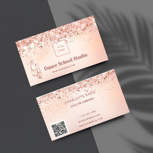 Tanzstudio Rose Gold Rosa Glitzer qr Code Visitenkarte