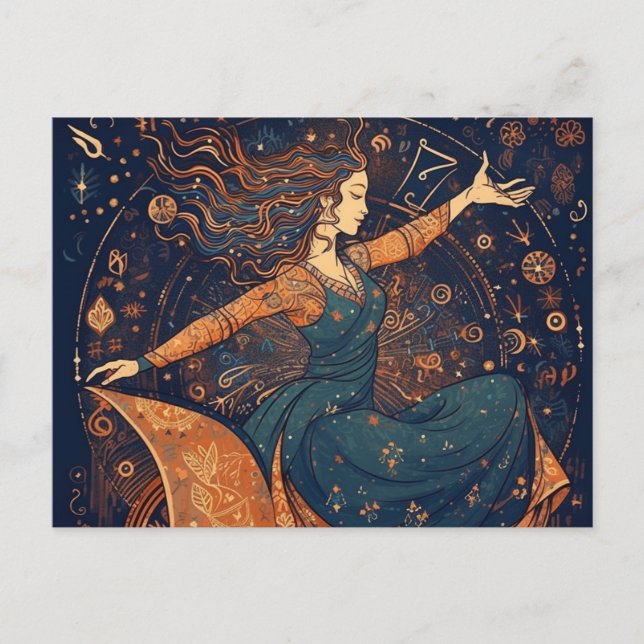 Tanzstuhl Frau Postkarte (Vorderseite)