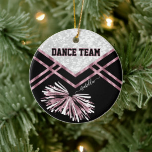 Tanzteam Schwarz, Weiß und Rosa Rose Keramik Ornament