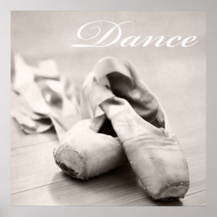 Tanzvorlage für Sepia Ballet Slipper Pointe Shoes Poster