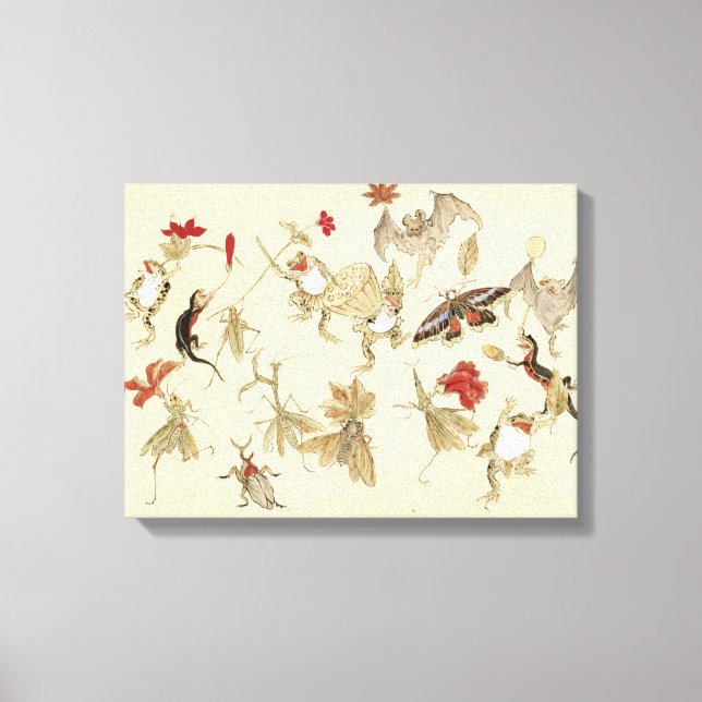 Tanzwald von Fröschen von Kawanabe Kyosai 1879 Leinwanddruck (Vorderseite)