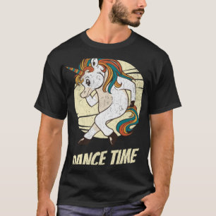Tanzzeit Einhorn magisches Pferd Tanzendes Retro T-Shirt