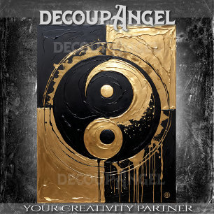 TAO Yin und Yang Gold und Black-Decoupage- Seidenpapier