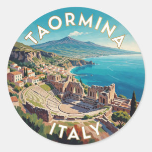 Taormina Italien Ionische Küsten Szene 🌊 Runder Aufkleber