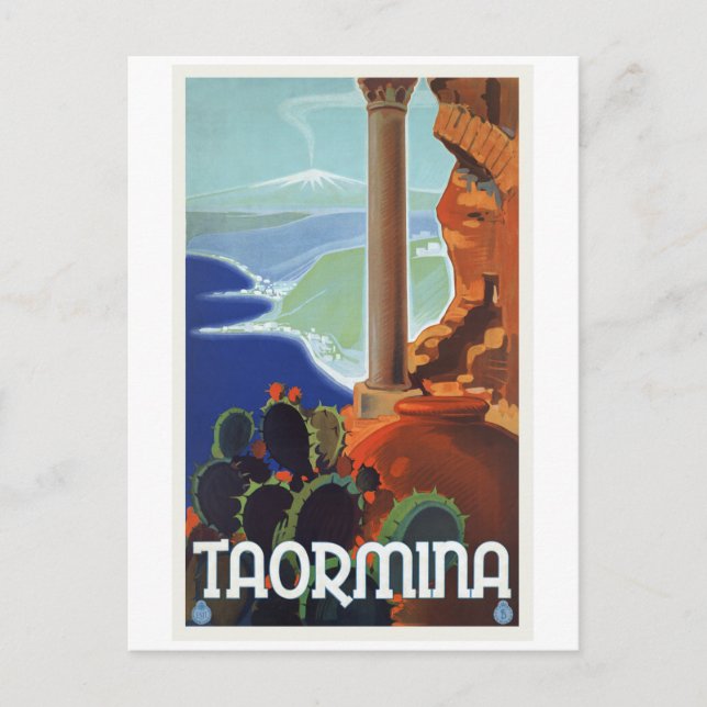 Taormina Italien Vintage Reisen Europa Postkarte (Vorderseite)