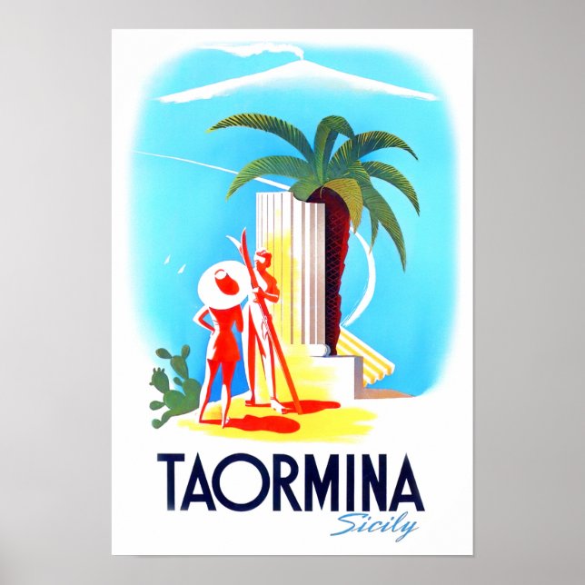 Taormina Sicily Italien Vintage Poster (Vorne)