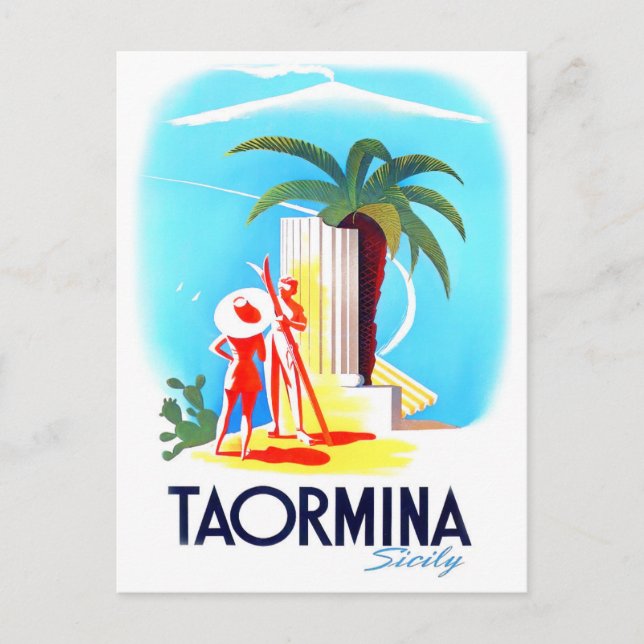 Taormina Sicily Italien Vintage Postkarte (Vorderseite)