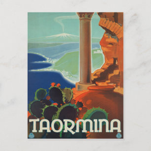 Taormina Sicily Italien VintageTravel Poster Postkarte
