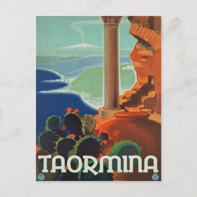 Taormina Sicily Italien VintageTravel Poster Postkarte (Vorderseite)
