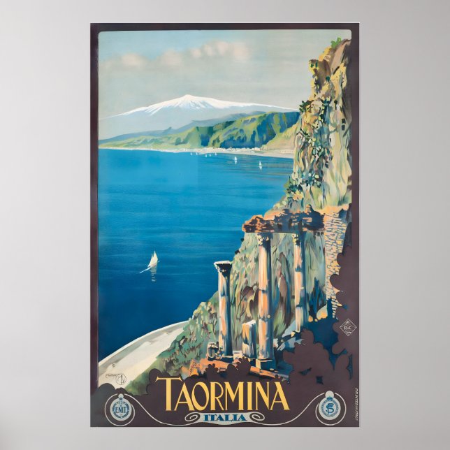 Taormina Sicily Italy Vintage Travel Poster (Vorne)