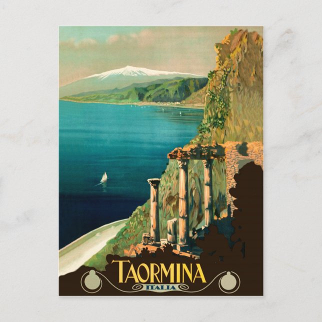 Taormina, Sizilien, Italien, Aussicht auf die Küst Postkarte (Vorderseite)