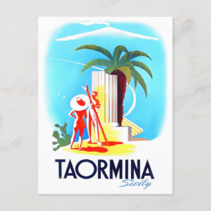 Taormina Sizilien Italien Vintage-Reise Postkarte