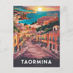 Taormina, Sizilien Stylist Aquarellmalerei Postkarte