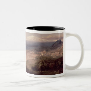 Taormina und der Ätna, c.1840 (Öl auf Leinwand) Zweifarbige Tasse