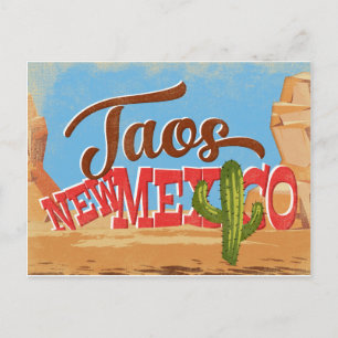 Taos New Mexico Cartoon Desert Vintage Travel Postkarte