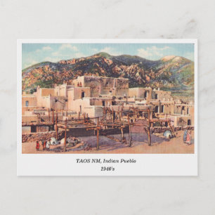 Taos NM, Pueblo, Postkarte der 40er Jahre