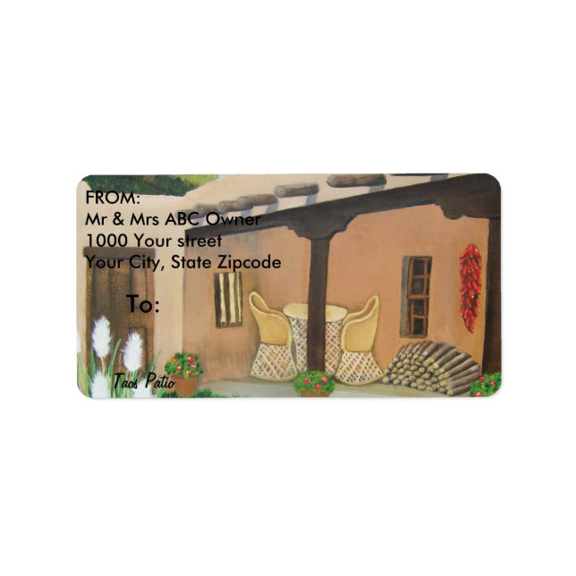 Taos Patio ~ Landschaft Adressaufkleber (Vorne)