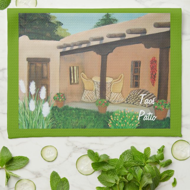 Taos Patio ~ Landschaft Küchentuch (Gefaltet)