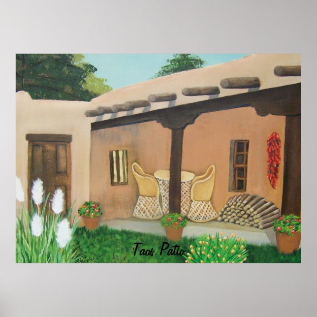 Taos Patio ~ Landschaft Poster (Vorne)