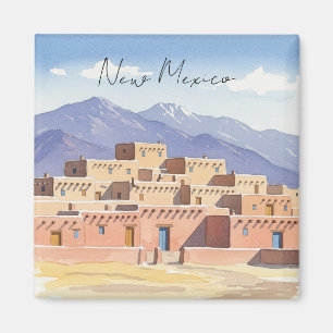 Taos Pueblo New Mexico Wassercolor Magnet