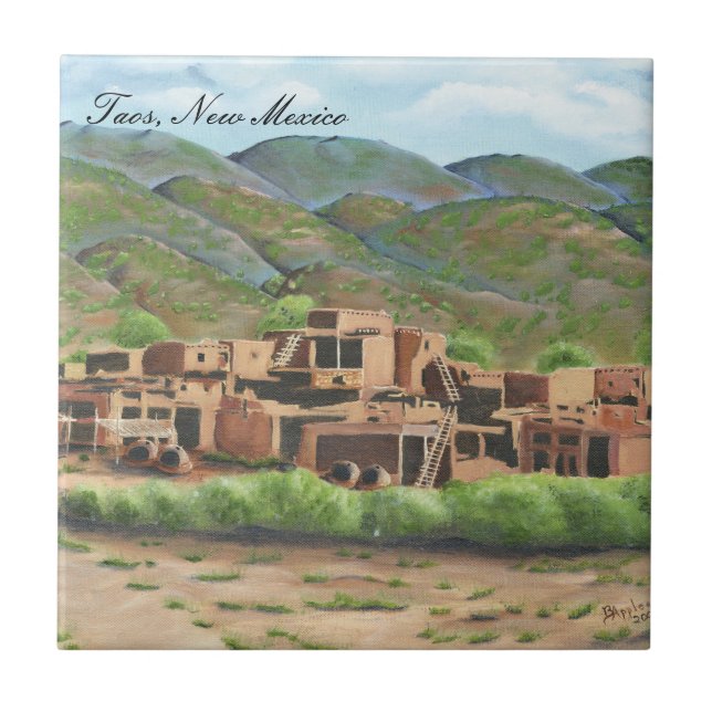 Taos Pueblo, New Mexiko Fliese (Vorderseite)