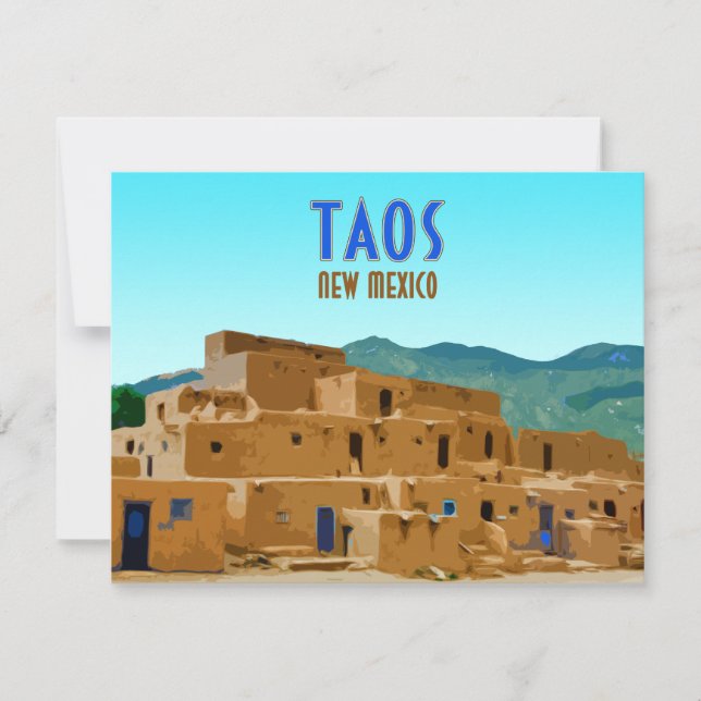 Taos Pueblos New Mexico Vintag Flat Card (Vorderseite)
