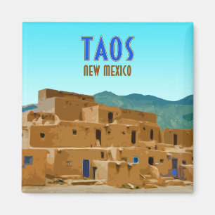 Taos Pueblos New Mexico Vintag Magnet