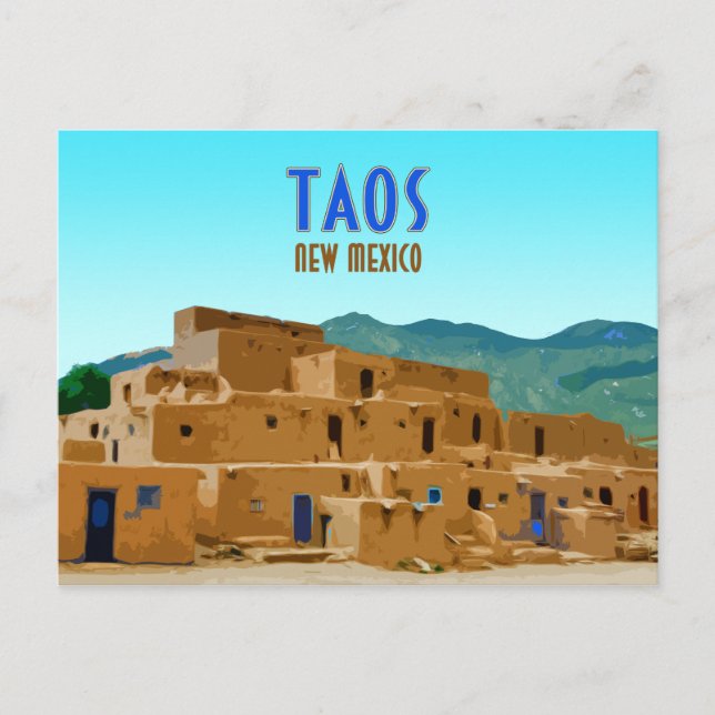 Taos Pueblos New Mexico Vintag Postkarte (Vorderseite)