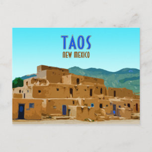 Taos Pueblos New Mexico Vintage Postkarte