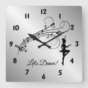 Tap Dance 3 Quadratische Wanduhr