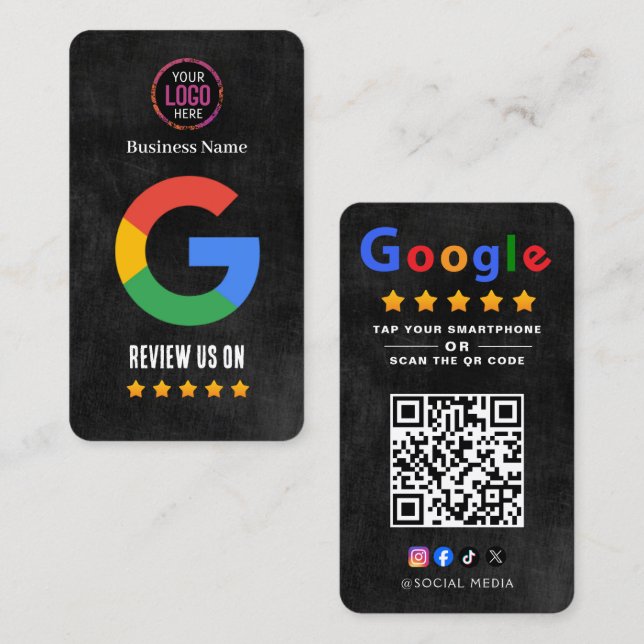 Tap to Review Google Review QR Code Google Ratings Visitenkarte (Vorne/Hinten)