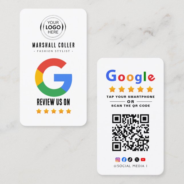 Tap to Review Google Review QR Code Google Ratings Visitenkarte (Vorne/Hinten)
