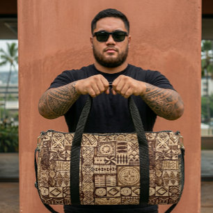 Tapa Kapa Style Braun Geometrisch Duffle Bag