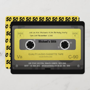 Tape Cassette RETRO Einladung 50. 60. 70. JA
