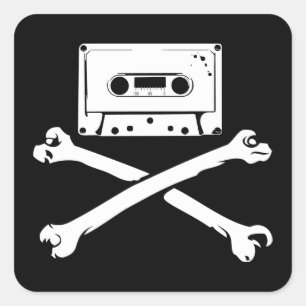Tape & Crossbones Music Pirate Zuhause Tape Quadratischer Aufkleber