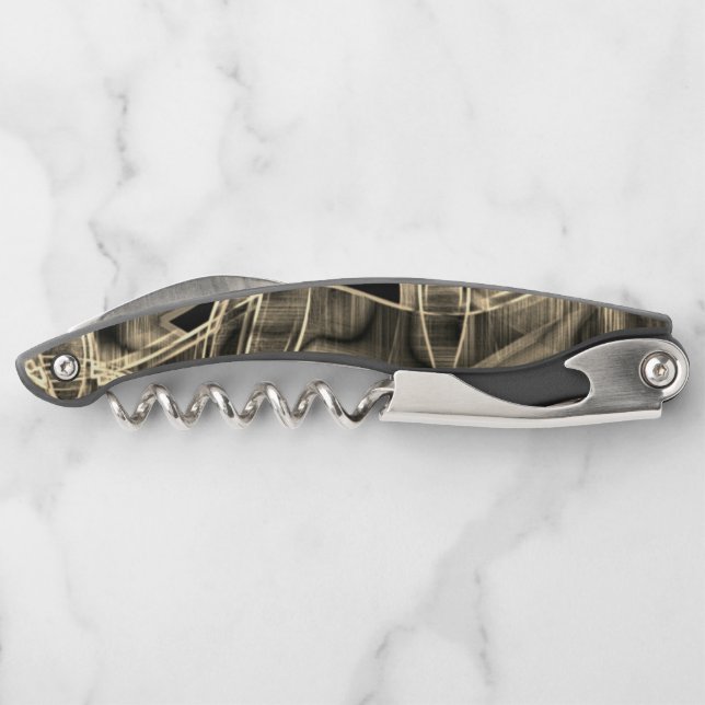 Tapeähnliche Kurven, khaki- oder beigefarbene Lini Kellnermesser (Rückseite)