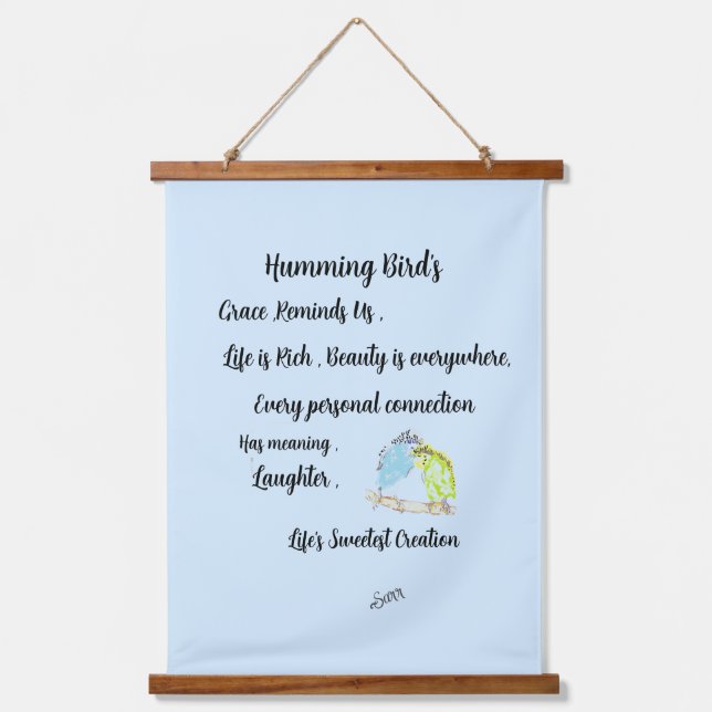 Tapestes mit Holztäfelung:Humming Vögel Wandteppich Mit Holzrahmen (Vorderseite)