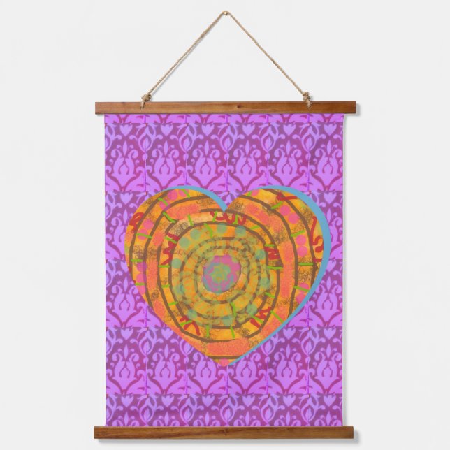Tapestry - Aztec Heart Design Wandteppich Mit Holzrahmen (Vorderseite)