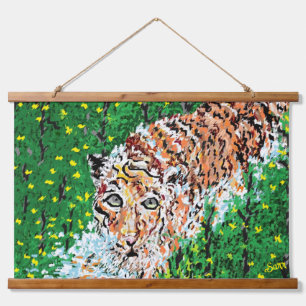 Tapestry : Beute des Tigers Wandteppich Mit Holzrahmen