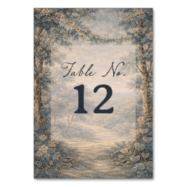 Tapestry Blue Toile Vintage Woodland Table Number Tischnummer