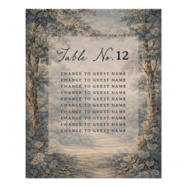Tapestry Blue Toile wedding table seating chart