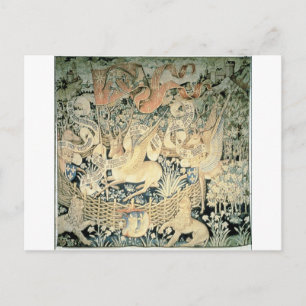 Tapestry des geflügelten Hirsches von Jean Fouquet Postkarte