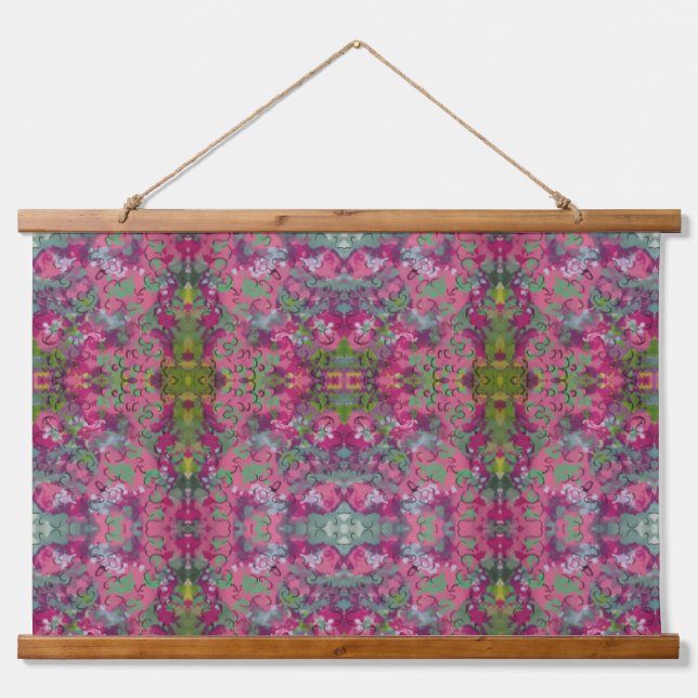 Tapestry - Floral Abstract 14 Wandteppich Mit Holzrahmen (Vorne)