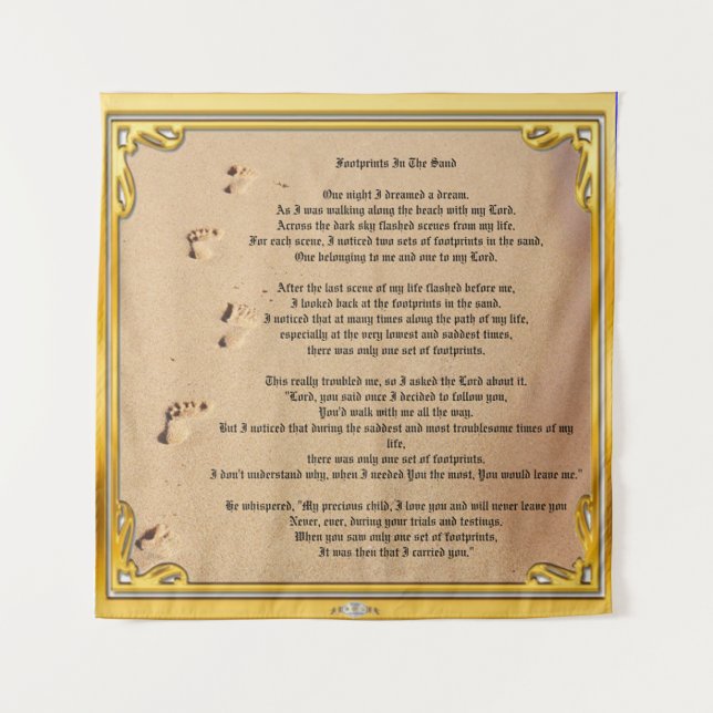 Tapestry Footprints in den Sand nüchtern Champions Wandteppich (Vorderseite)