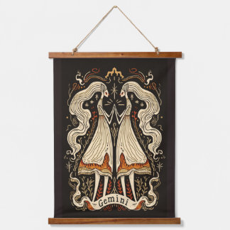 Tapestry Gemini Celestial Zodiac Art Wandteppich Mit Holzrahmen