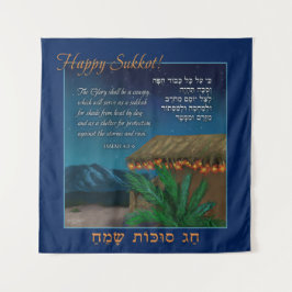 Tapestry Happy Sukkot Hebrew English Bible Verse Wandteppich