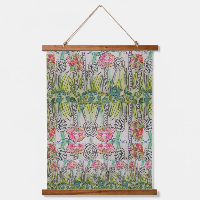 Tapestry - Jungle Abstract Wandteppich Mit Holzrahmen (Vorderseite)