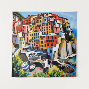 Tapestry Manarola Cinque Terre Italien Mittelmeer Wandteppich