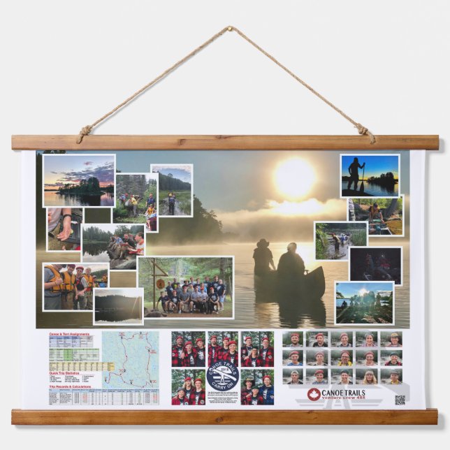 Tapestry of Canoe Trails 2018 Kanadische Reise Wandteppich Mit Holzrahmen (Vorne)